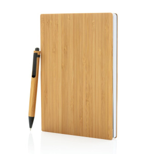 Anteckningsblock med penna, A5, bambu