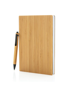 Anteckningsblock med penna, A5, bambu